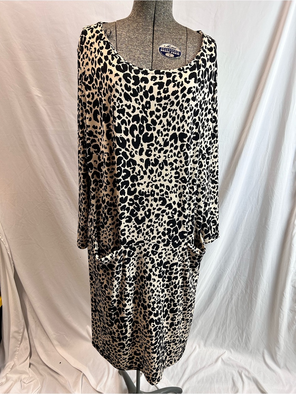 Lennie for Nina Leonard Leopard Print Long-Sleeve Dress Size 2X